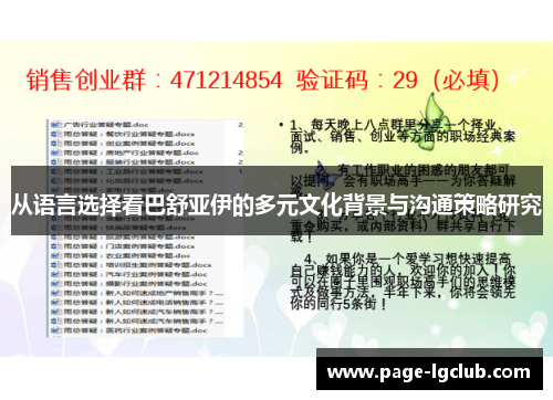 从语言选择看巴舒亚伊的多元文化背景与沟通策略研究